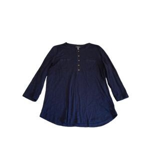 Chaps Denim Women's Navy‎ Blue Henley 3/4 Sleeve Shirt - XL
